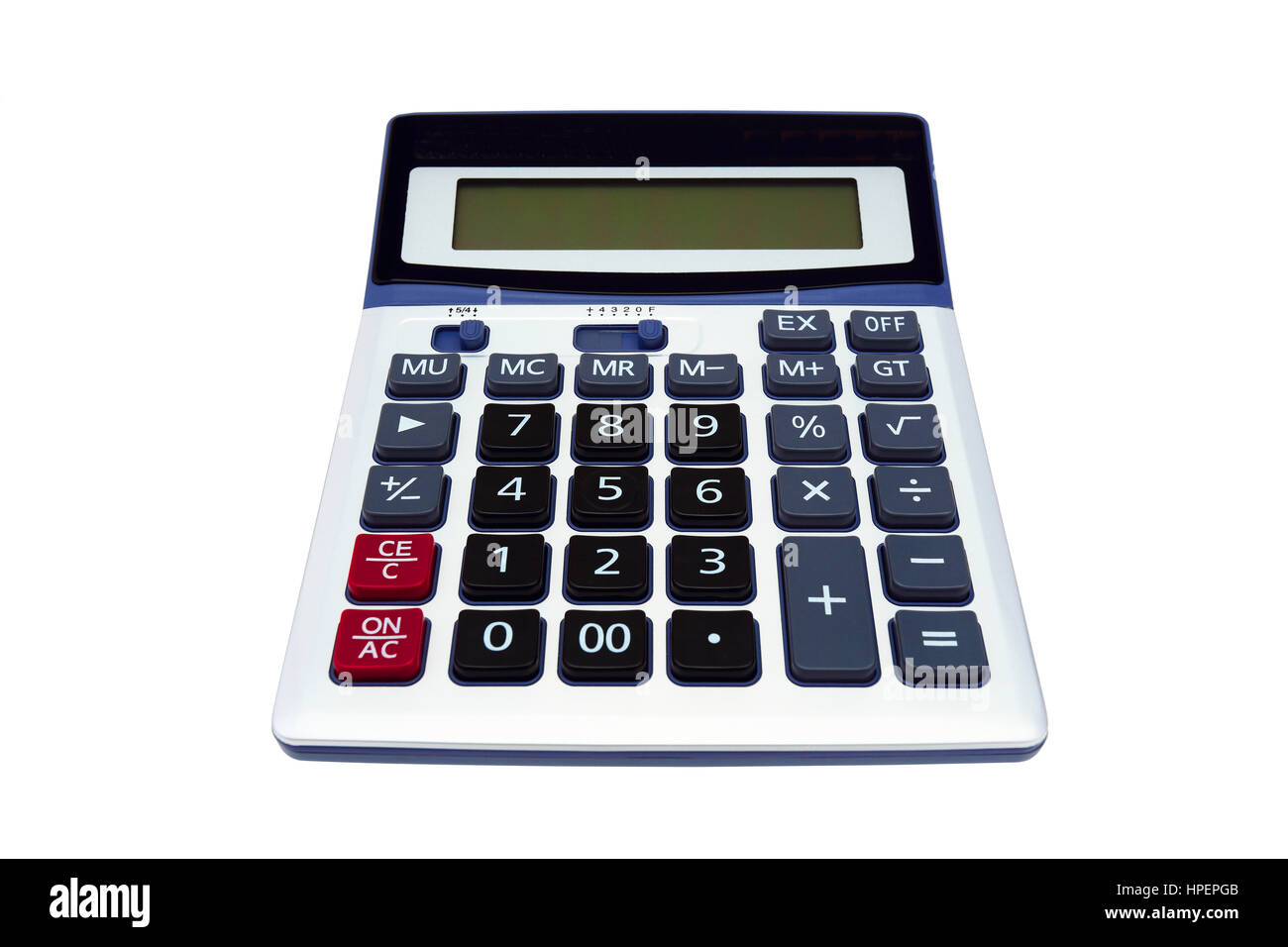 Calculator inclined isolated on white background Stock Photo