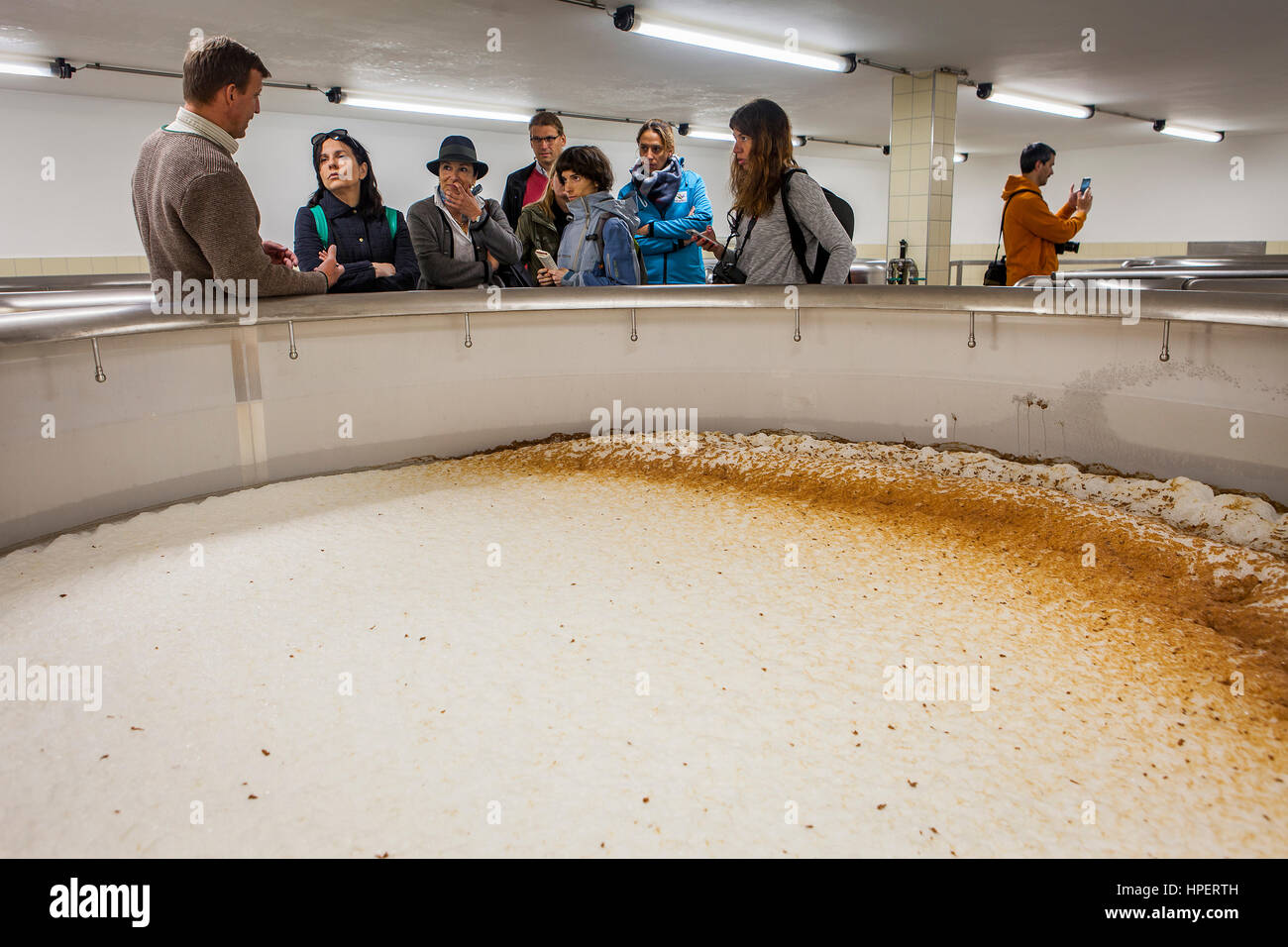 Visitors Fermentation Tank In Augustiner Brau Brewery Salzburg Austria Stock Photo Alamy
