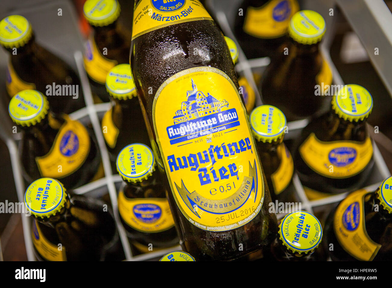 Detail Of A Bottles In Augustiner Brau Brewery Salzburg Austria Stock Photo Alamy