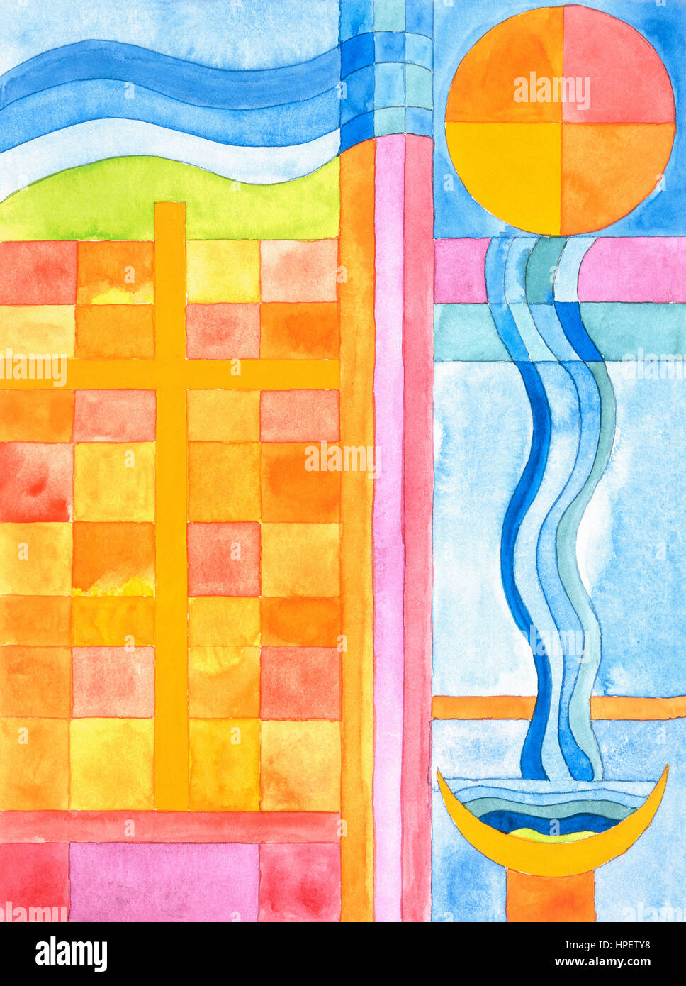 Watercolor, 'Baptism' by Heidrun F??ssenh??user Stock Photo Alamy