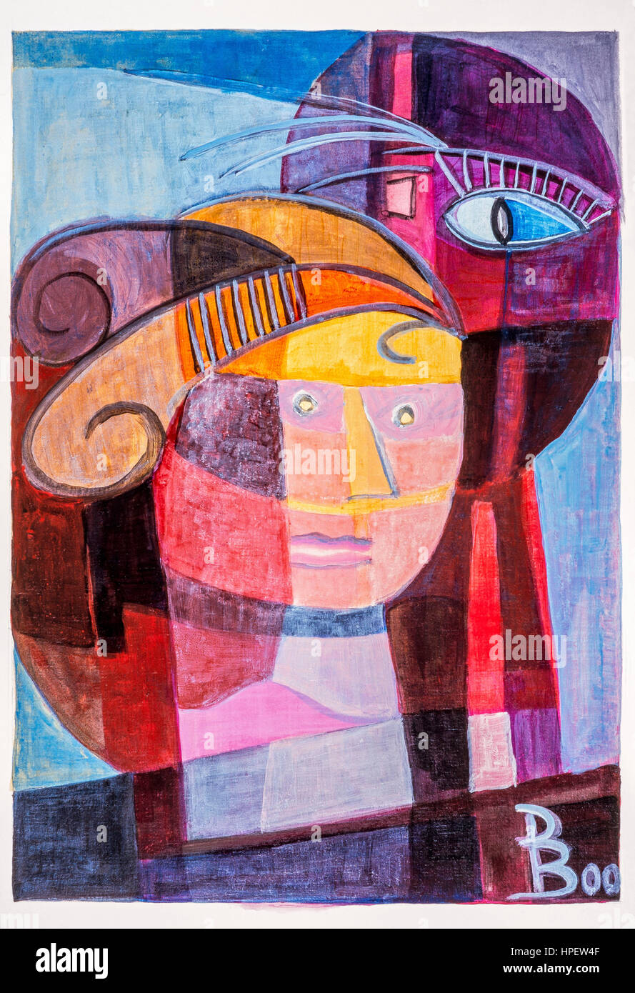 Painting of Pia Bühler, traveled with foresight and intelligence Stock Photo