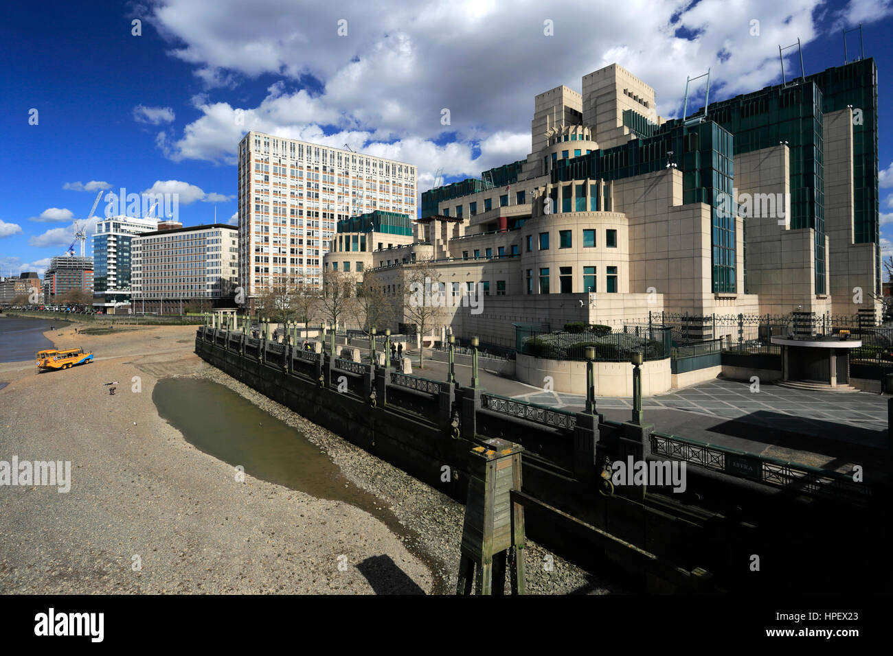 Secret Intelligence Service Building, MI 6 Building, South Bank, London City, England Stock Photo