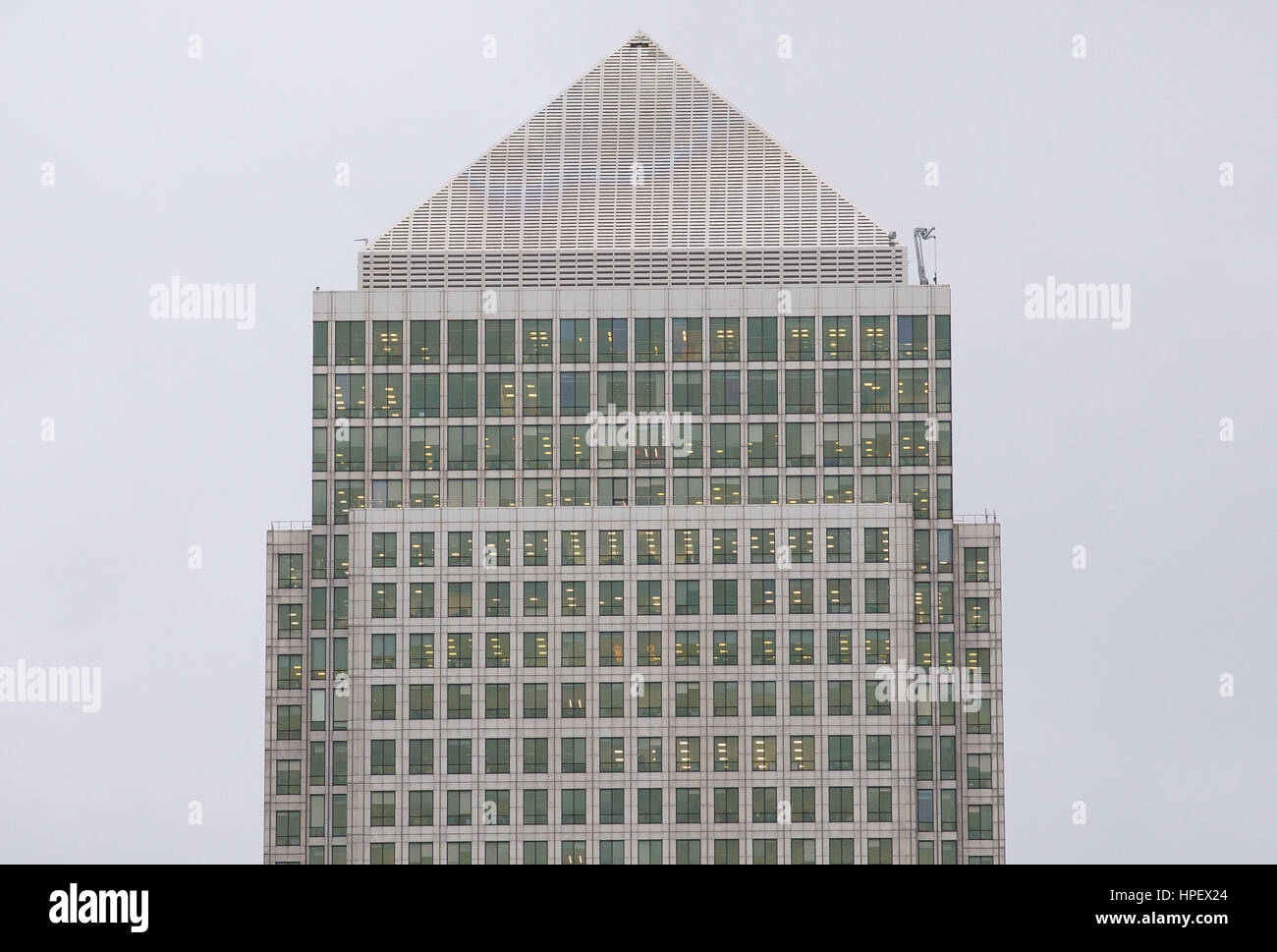 General View GV of One Canada Square, Canary Wharf Stock Photo