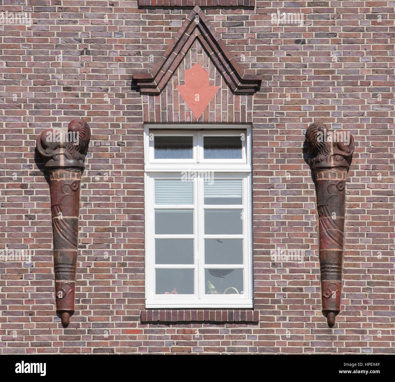 Window with decorations on town house in the style of the North German ...