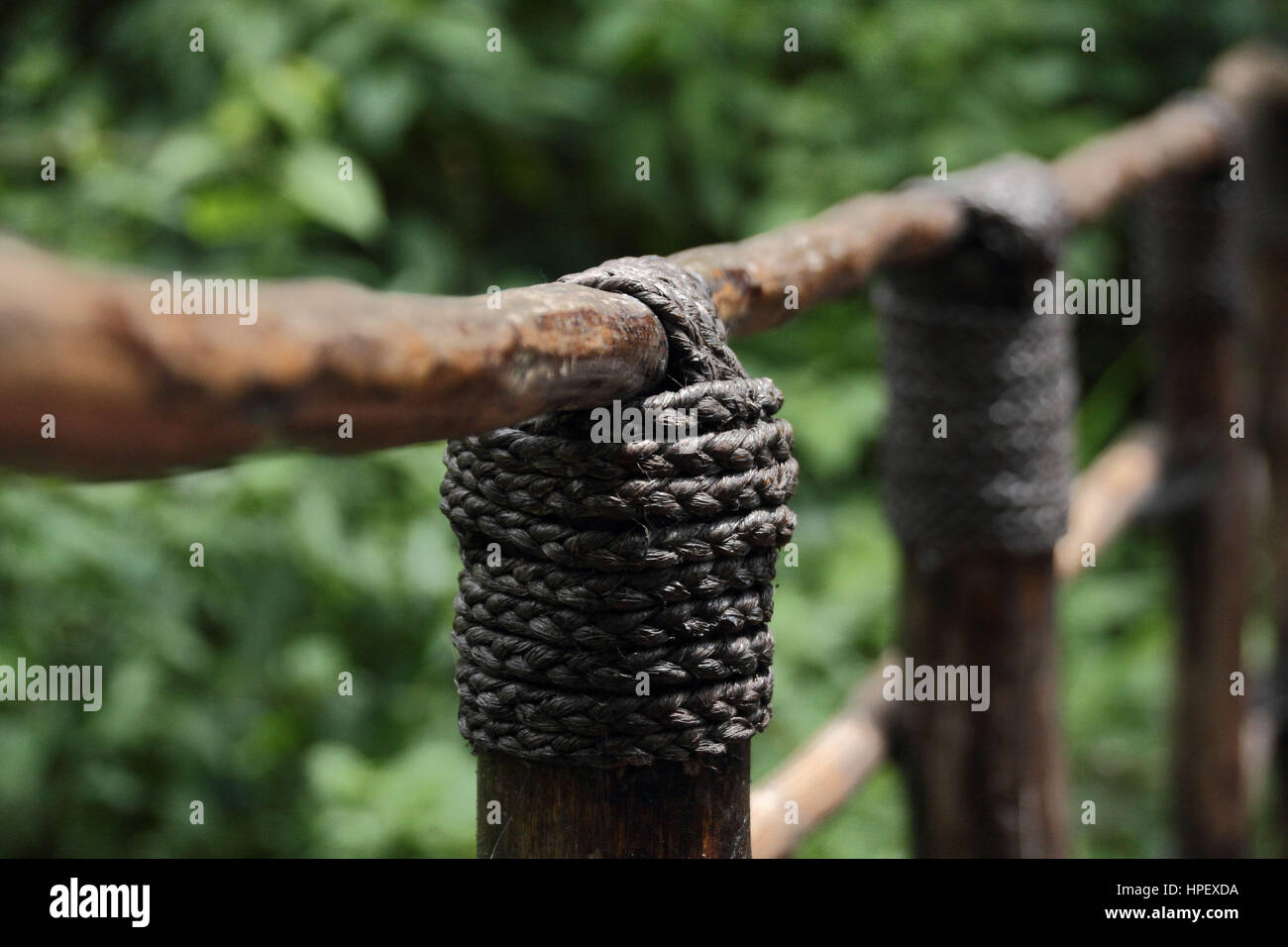 balustrade fixed with ropes Stock Photo - Alamy