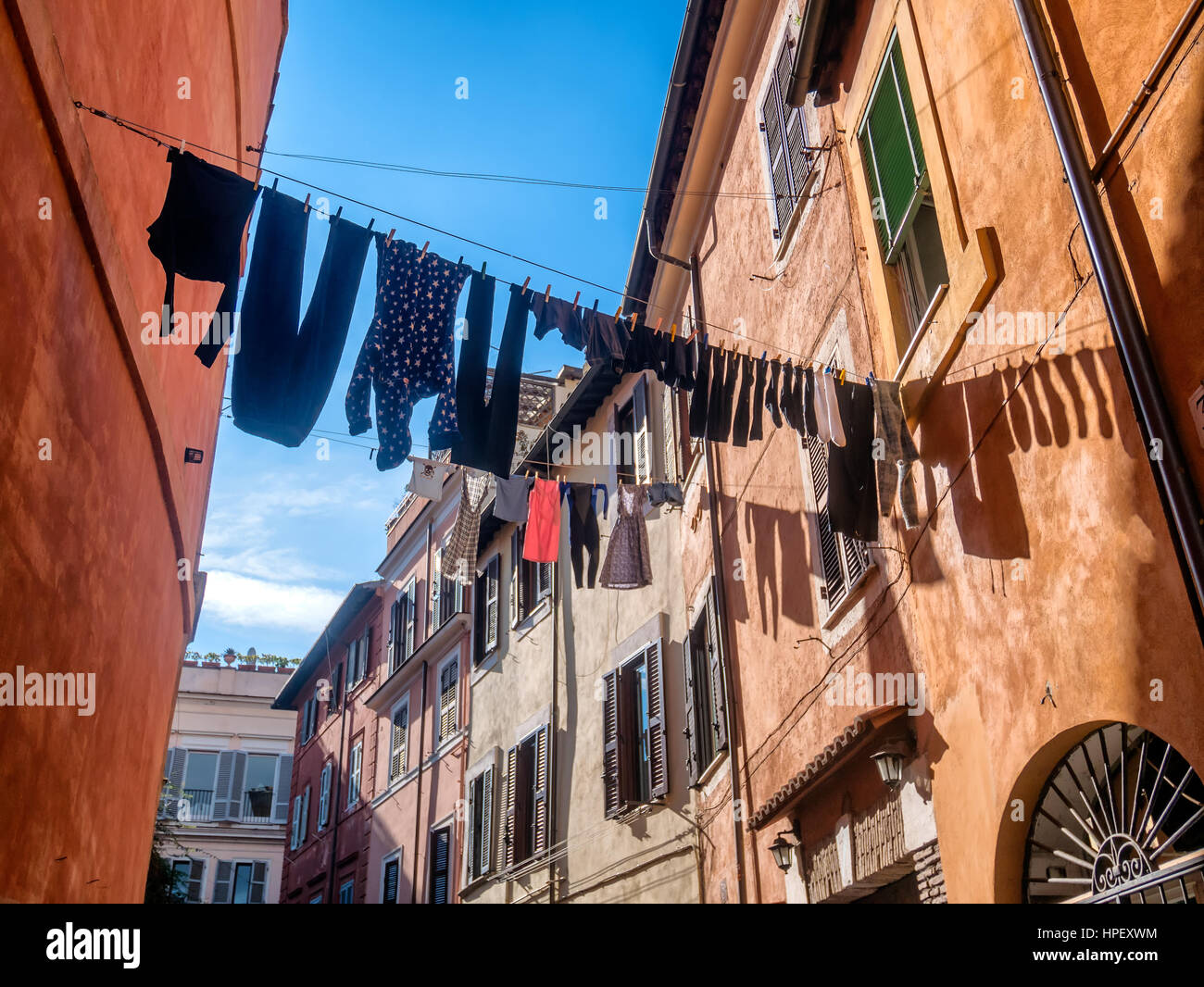 Laundry in Trastevere district of Rome, Italy Stock Photo Alamy