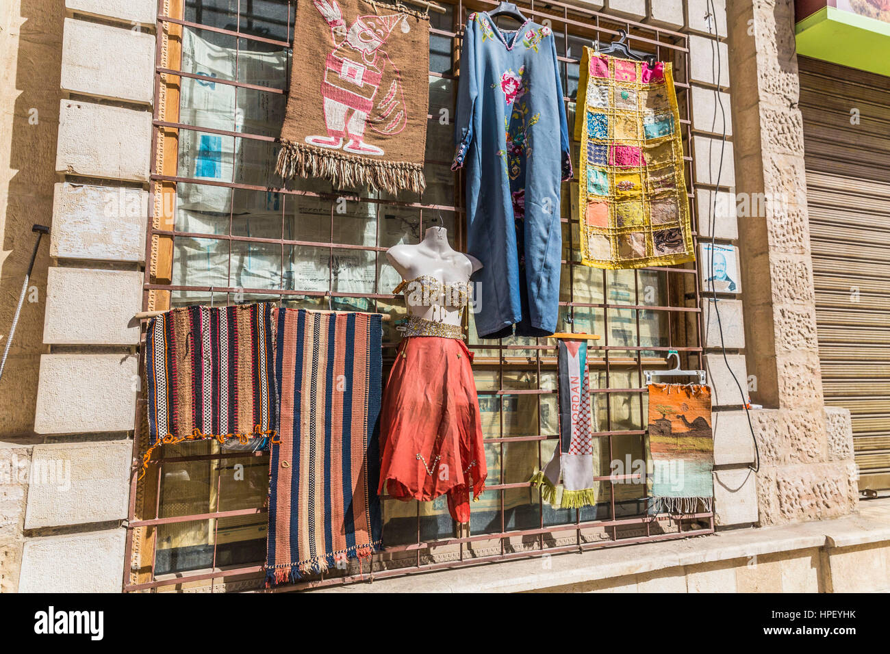 Souvenir and textile shop, Madaba, Jordan, Asia Stock Photo