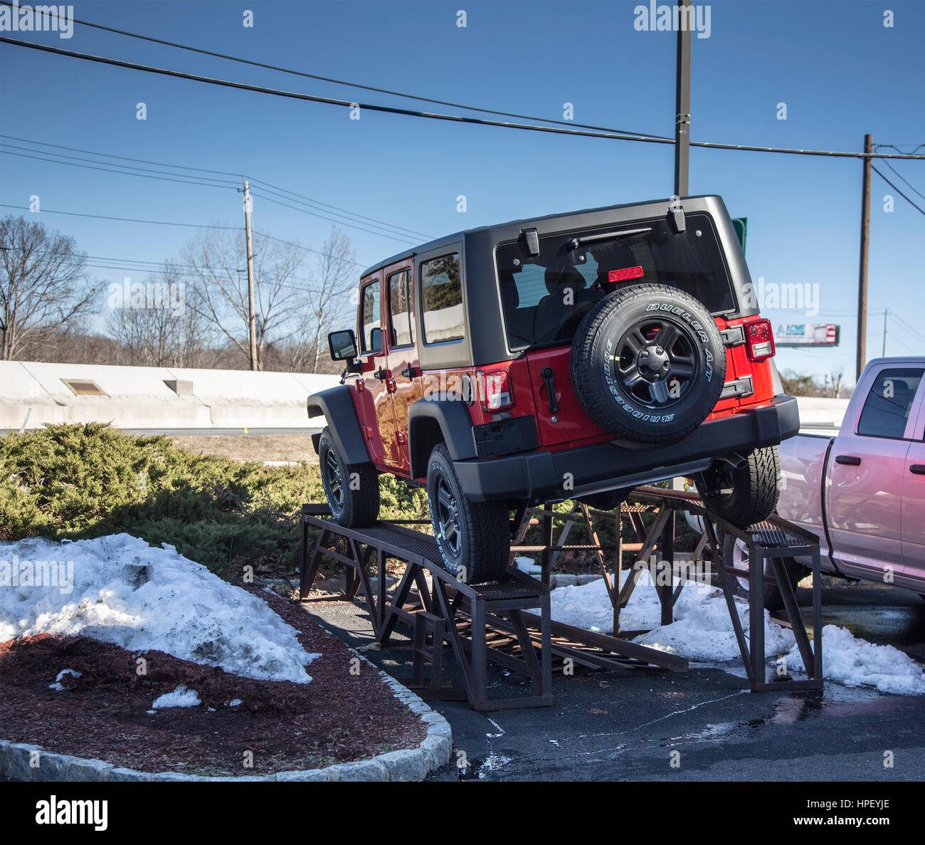 Cars for sale at a an automobile dealership in Ramsey, New Jersey Stock