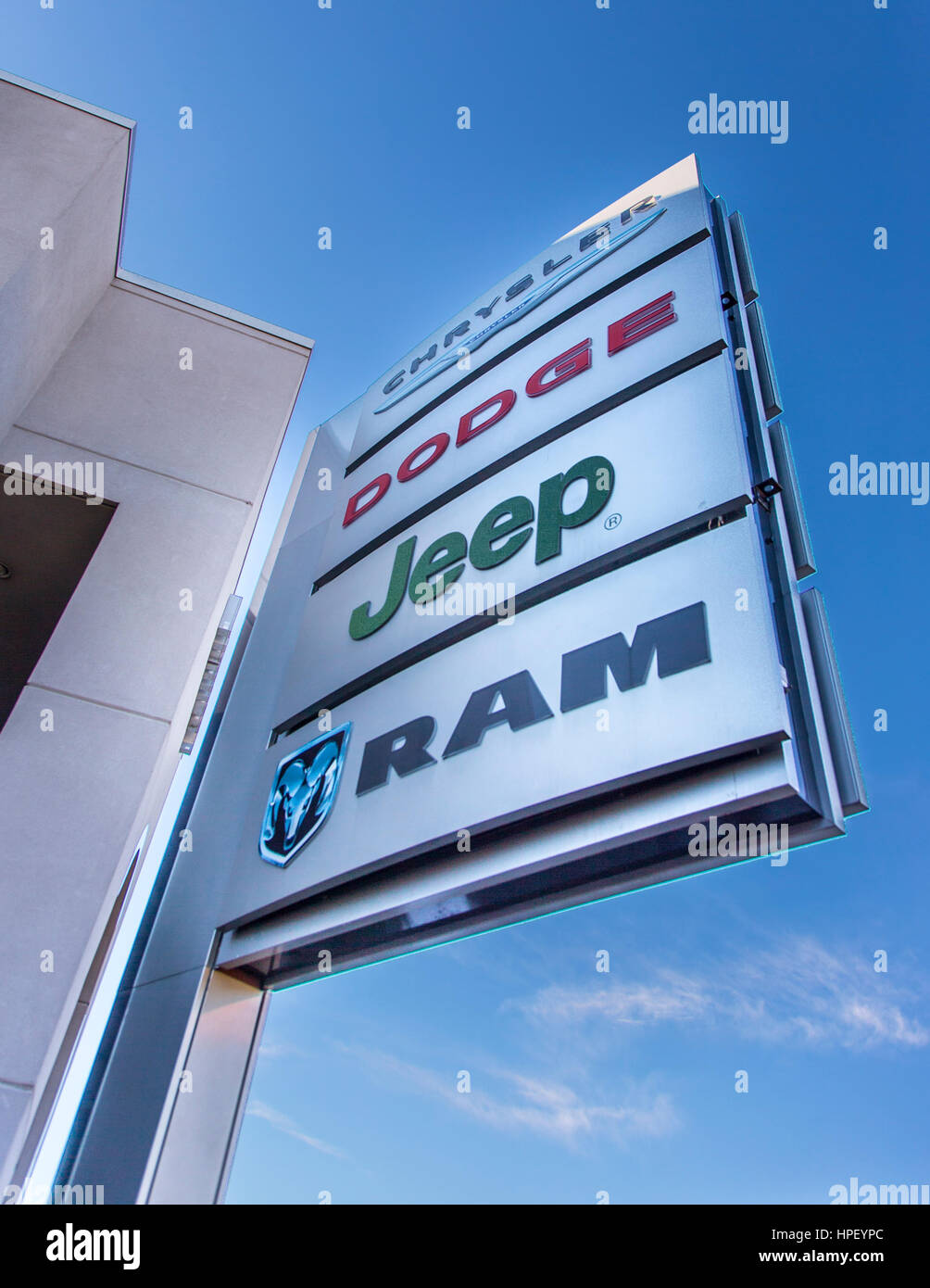 Sign above a car dealership in Ramsey, New Jersey Stock Photo Alamy