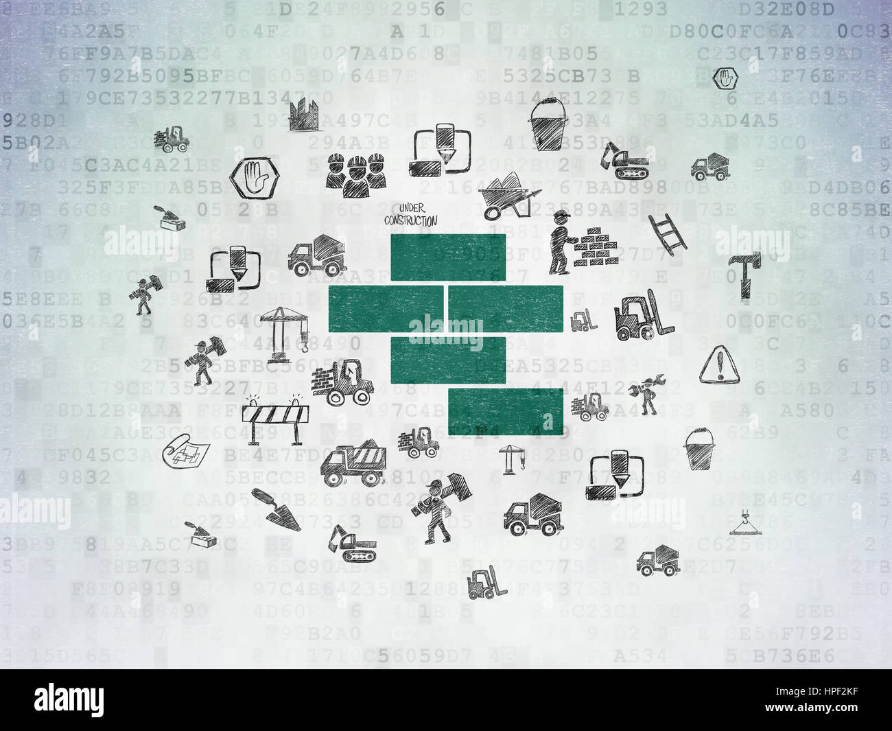 Building construction concept: Painted green Bricks icon on Digital ...