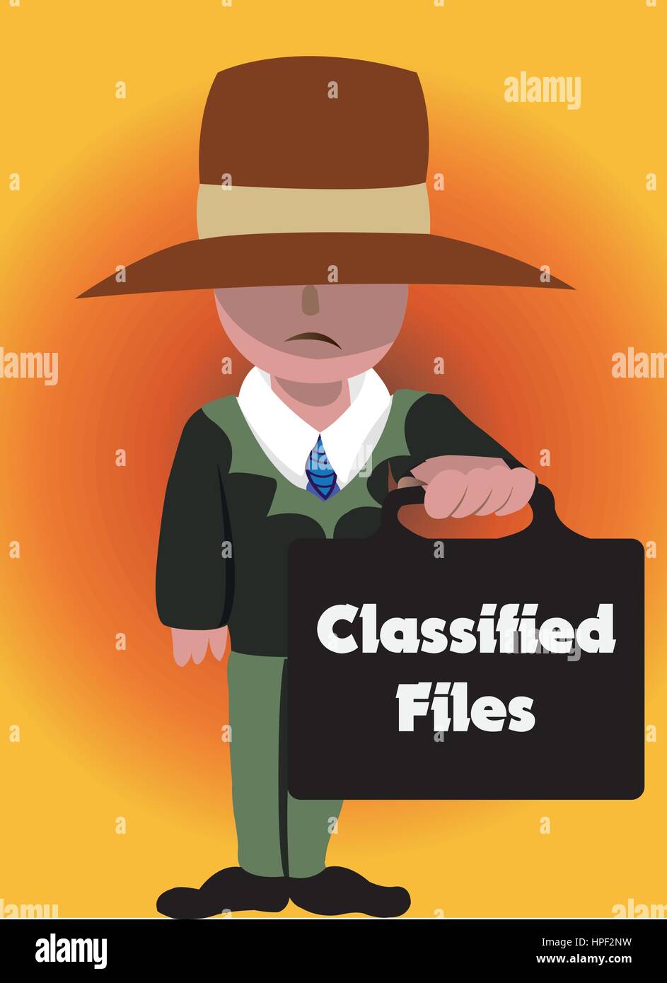 a secret service man holds top classified files Stock Vector