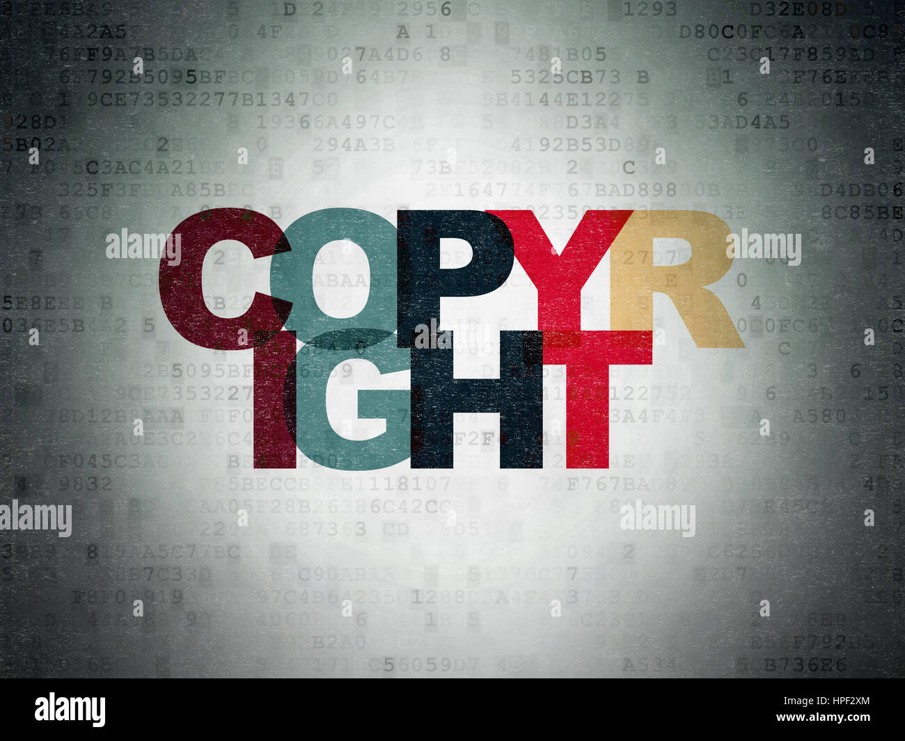 Law concept: Painted multicolor text Copyright on Digital Data Paper ...