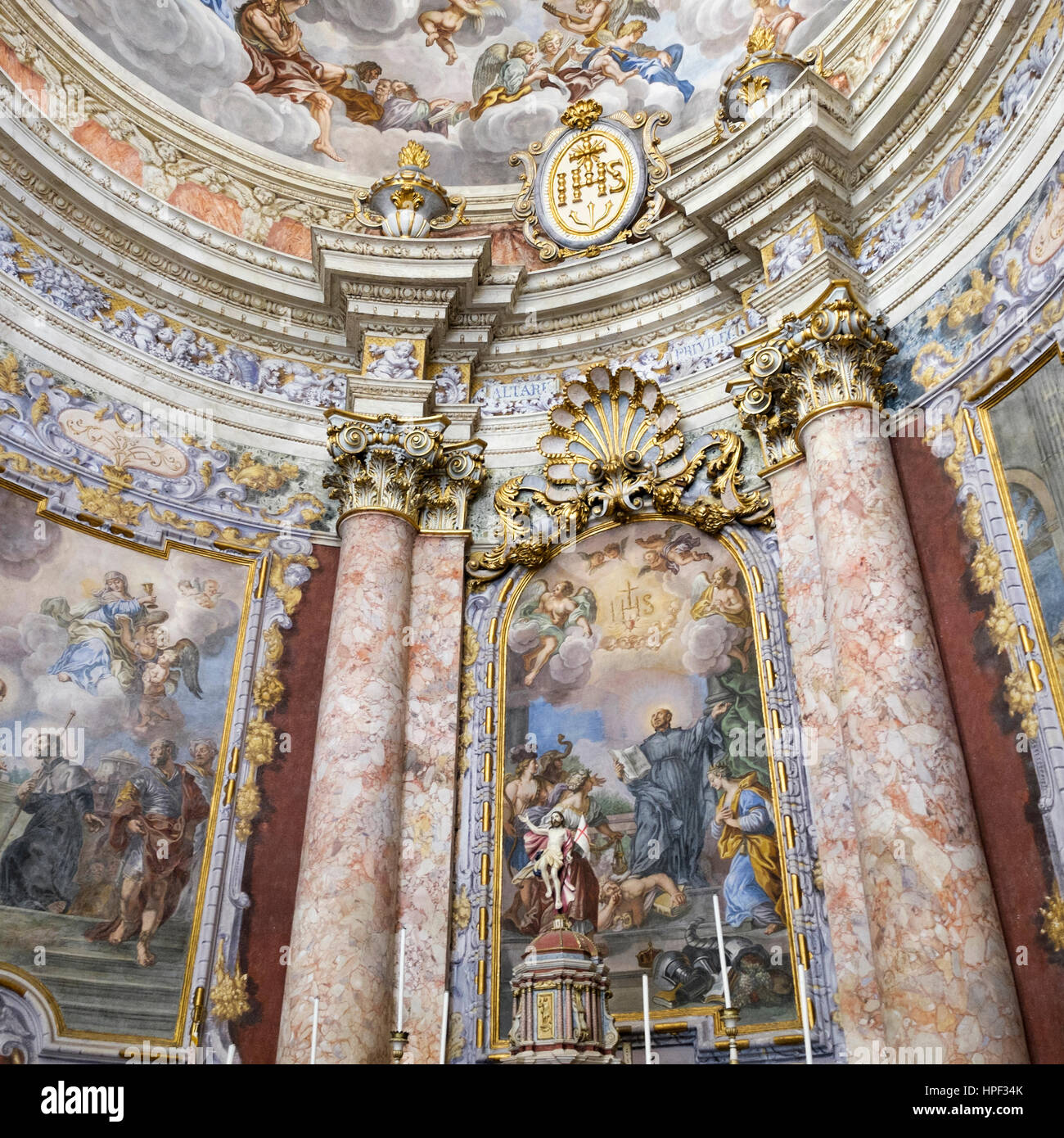 Interior of the Jesuit church of St Ignatius, Dubrovnik, Croatia Stock ...