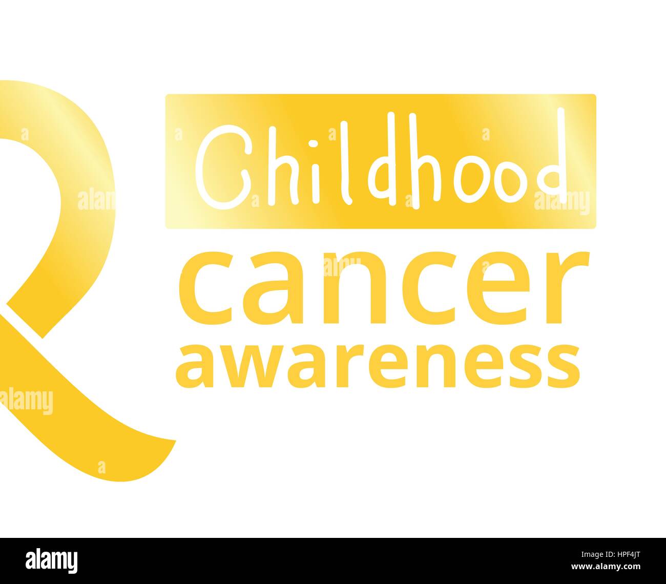International Childhood Cancer Day, vector design element. Golden ribbon is a symbol of childhood cancer Stock Vector