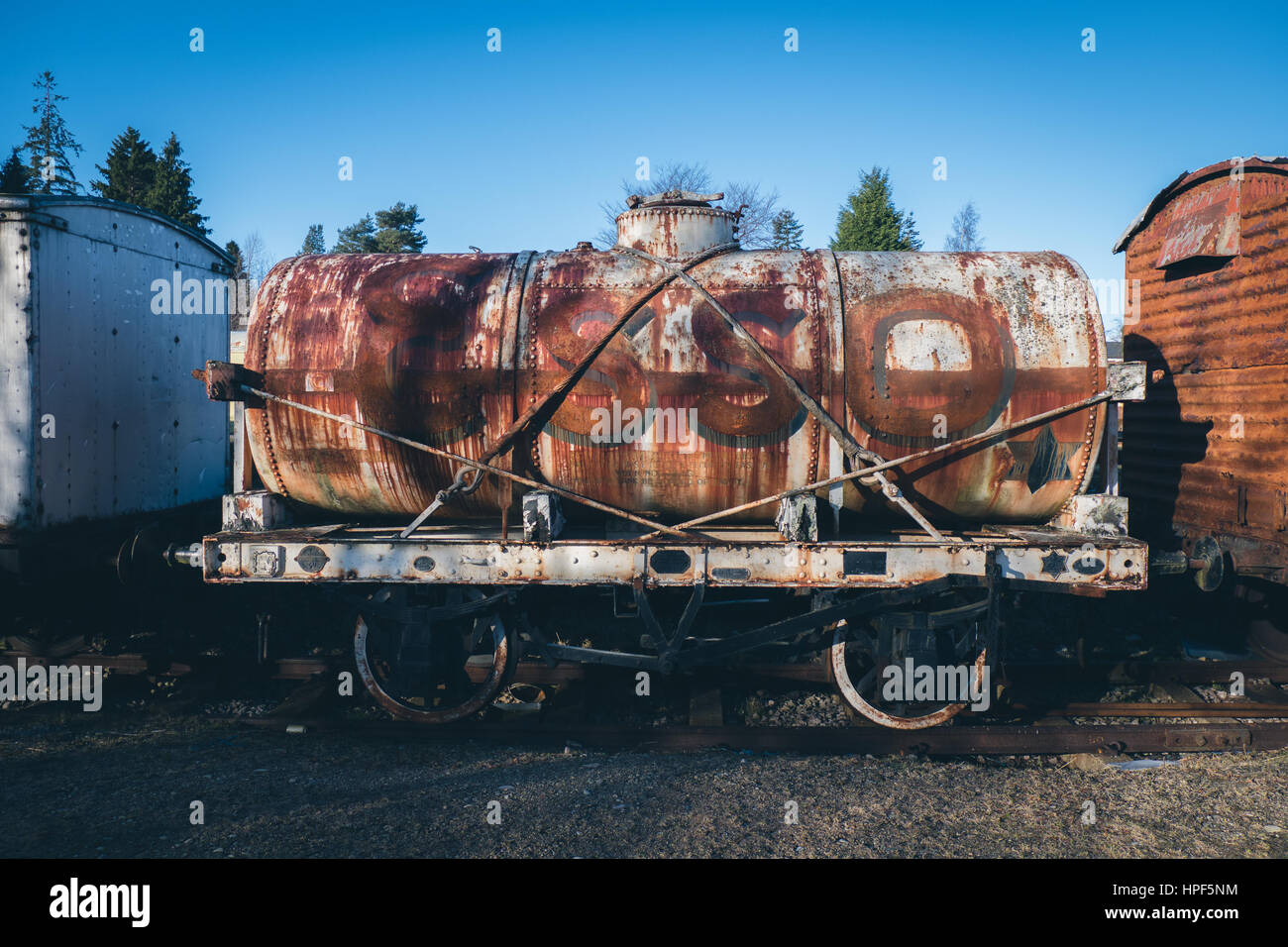 Old ESSO train fuel tank Stock Photo