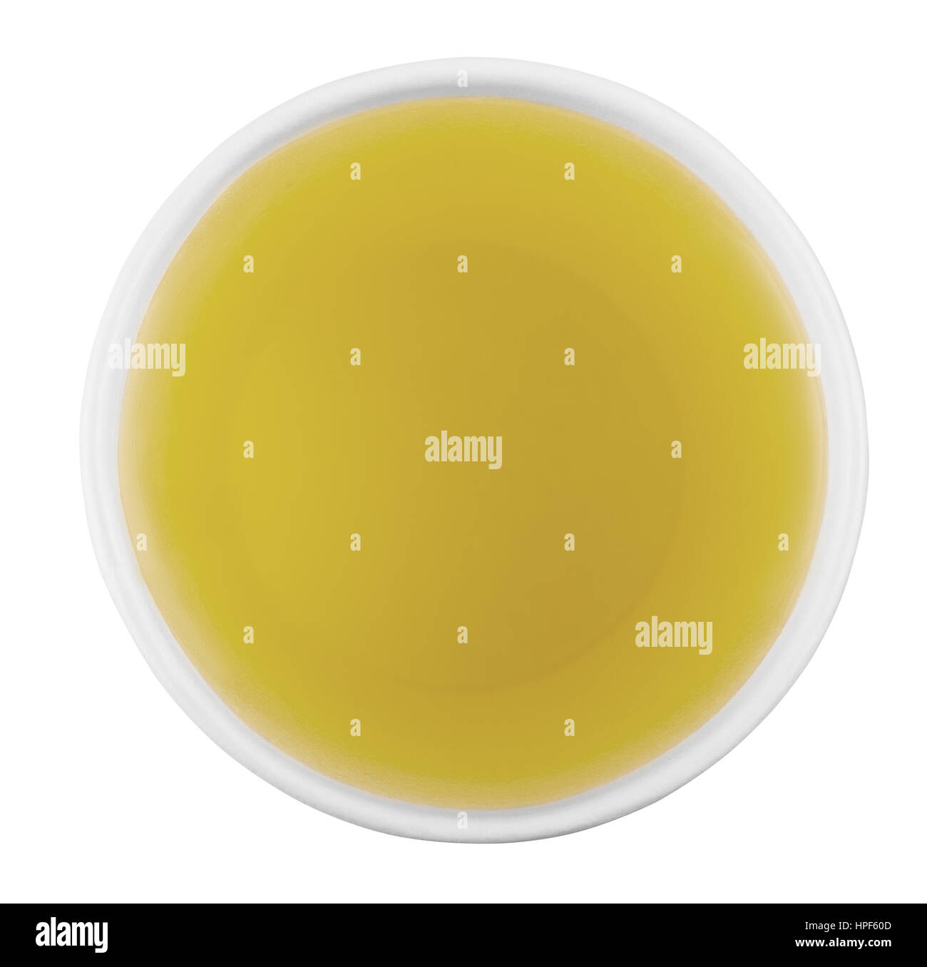 white paper cup of green tea isolated on white background top view ...