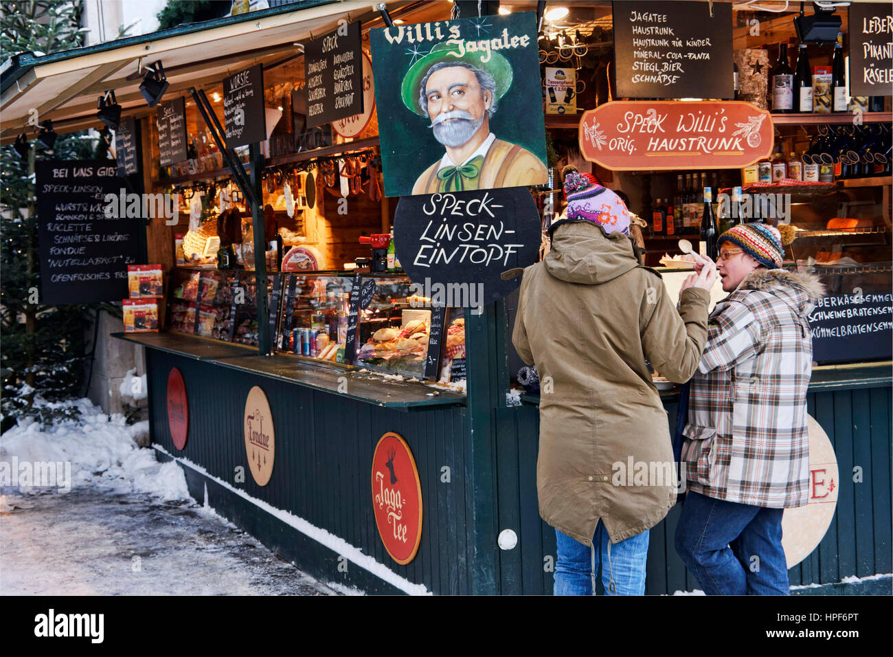 Christmas market food stand, Salzburg Austria Europe Stock Photo