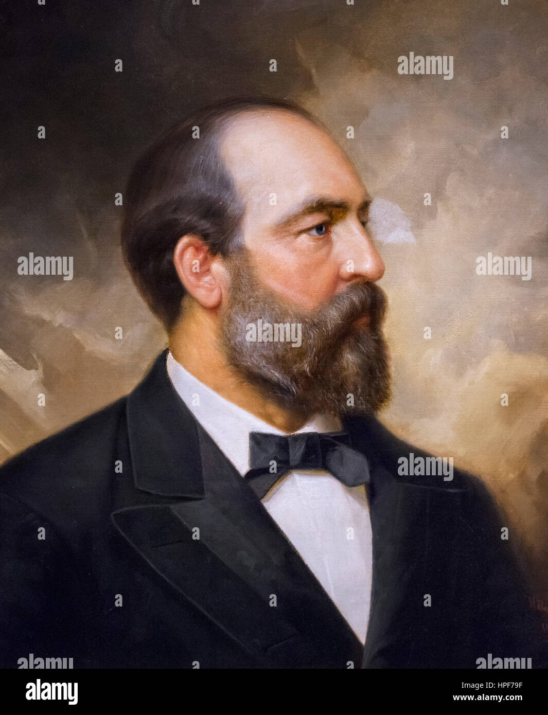 James Garfield. Portrait of the 20th US President, James A Garfield (1831-1881) by Ole Peter Hansen Balling, oil on canvas, 1881 Stock Photo