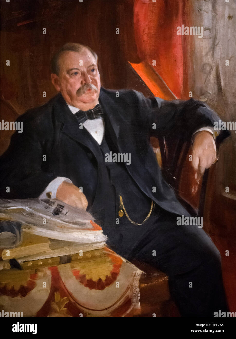 Grover Cleveland. Portrait of the 22nd and 24th  US President, Grover Cleveland (1847-1908) by Anders Zorn, oil on canvas, 1899. Stock Photo