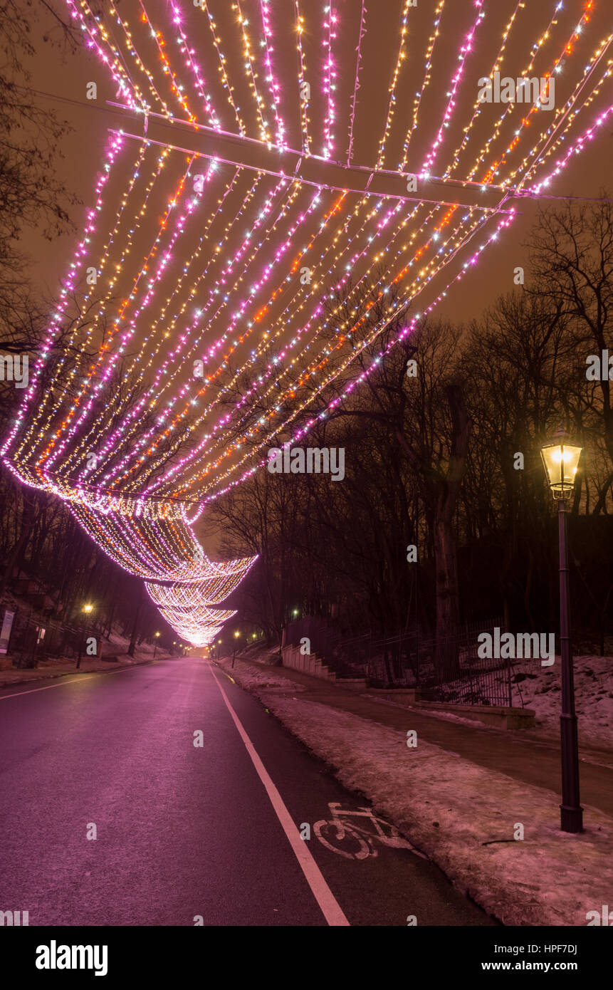 Winter illumination, Warsaw, Poland Stock Photo