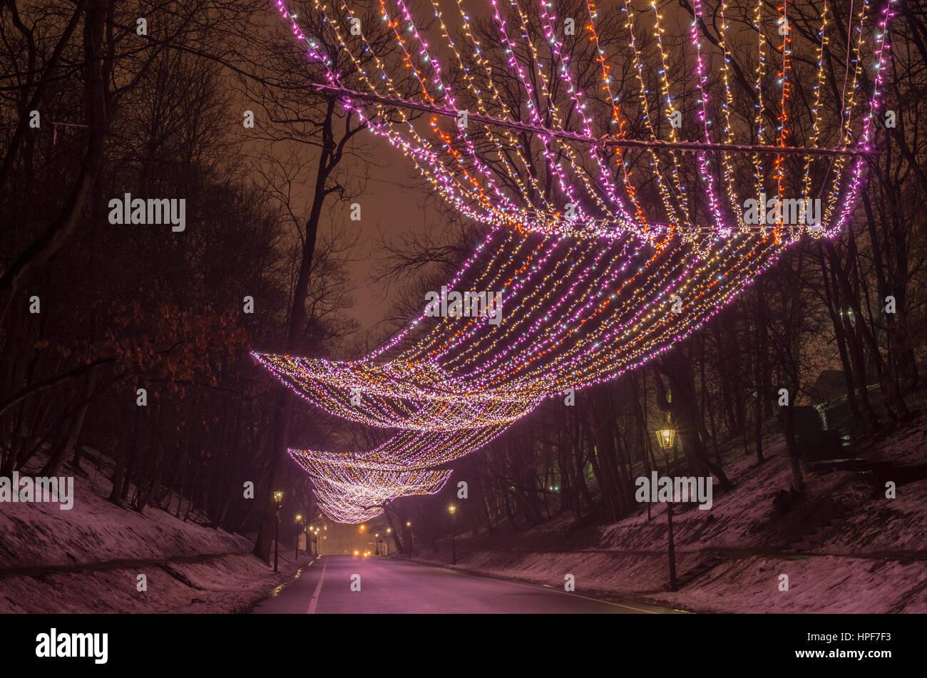 Winter illumination, Warsaw, Poland Stock Photo