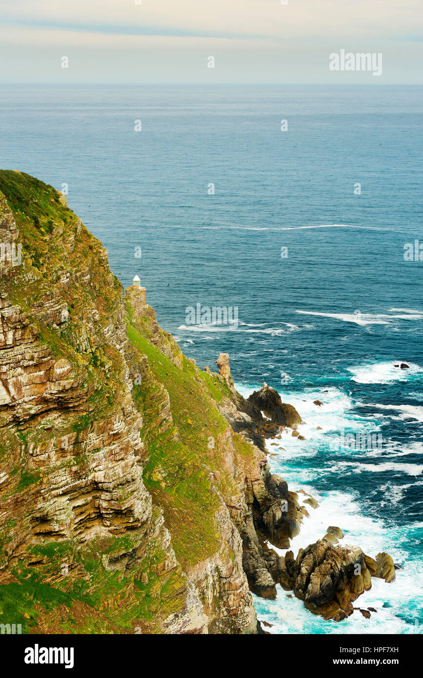 Lighthouse at Cape Point National Park, Western Cape, South Africa Stock Photo