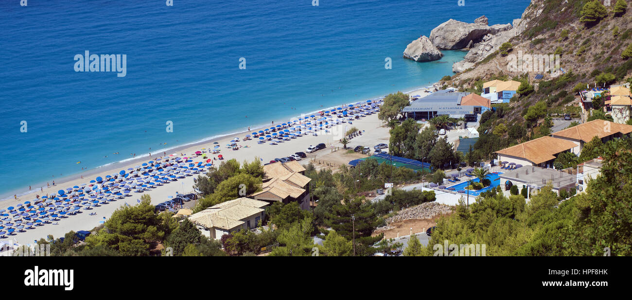 Kathisma beach located near Agios Nikitas resort, at the western part of Lefkada island, one of the most famous beaches of the Ionian Sea, in Greece Stock Photo