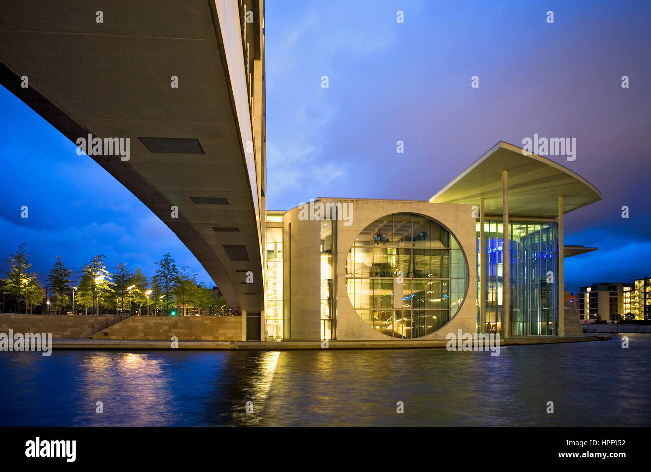 Spree River. Marie Elisabeth Lüders Haus, by Stephan Braunfels. It lodges the library and scientific services of the Bundestag.Berlin. Germany Stock Photo