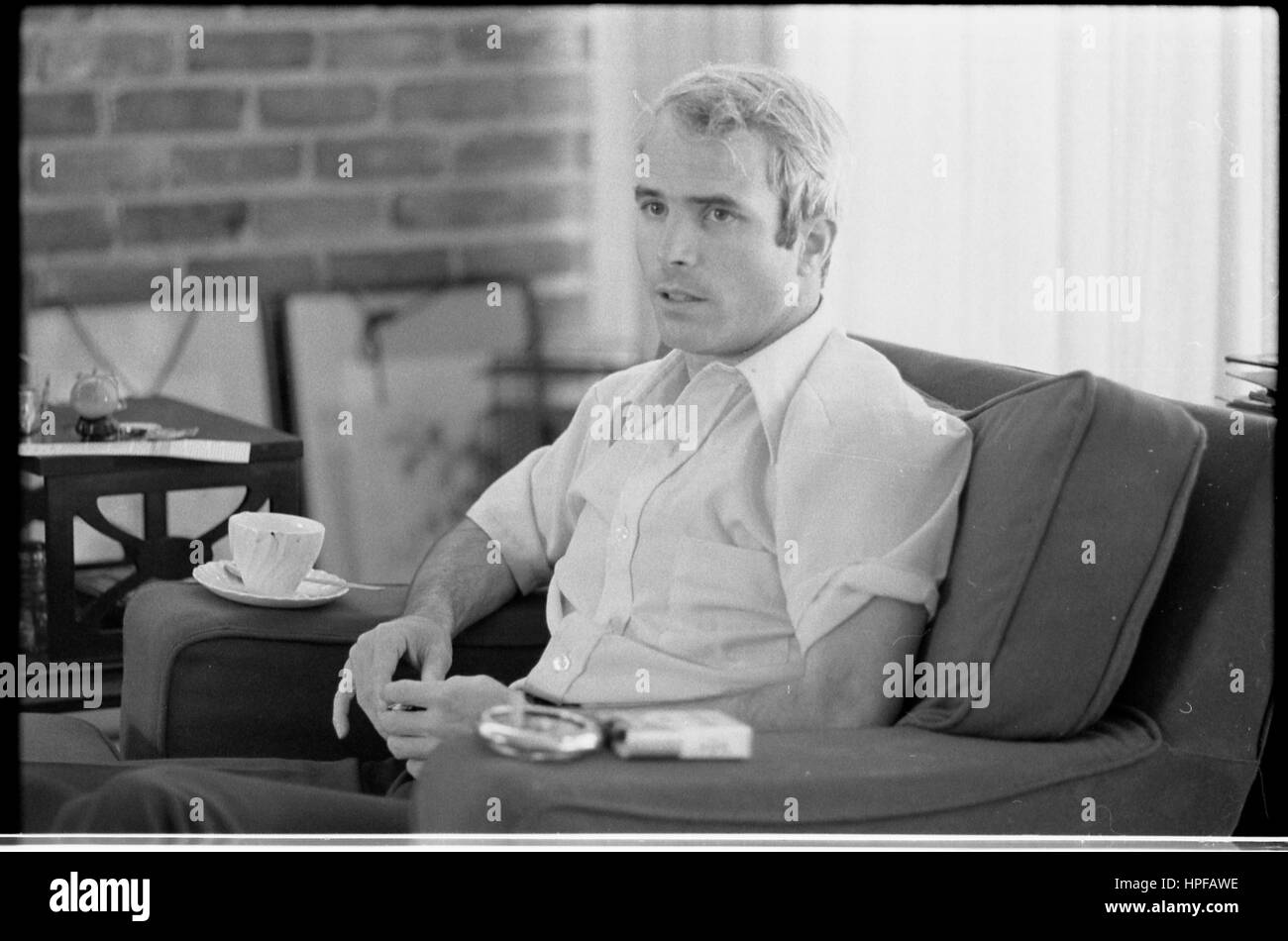 Interview with Vietnam POW John McCain, 04/24/1973. Stock Photo