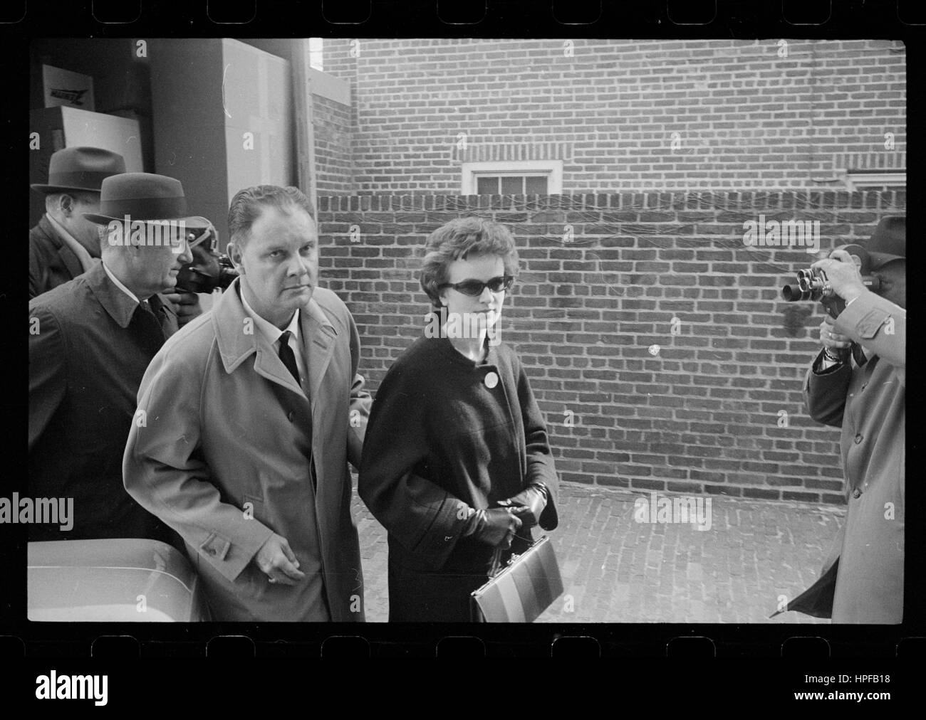 Mrs Marina Oswald arrives to testify before the Warren Commission, Washington, DC, 02/03/1964. Photo by Marion S Trikosko Stock Photo