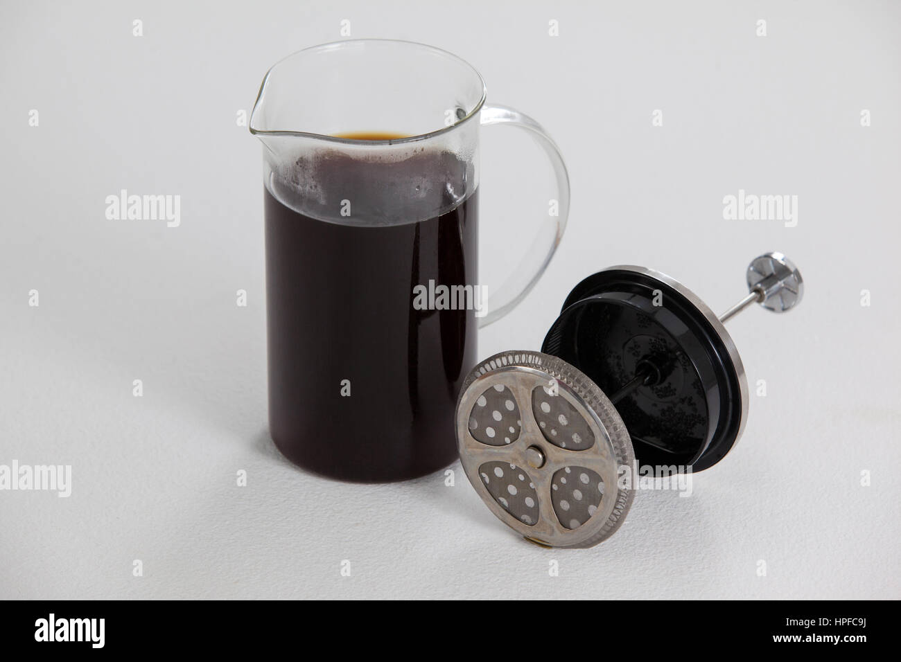Cafetiere plunger with jug on white background Stock Photo Alamy