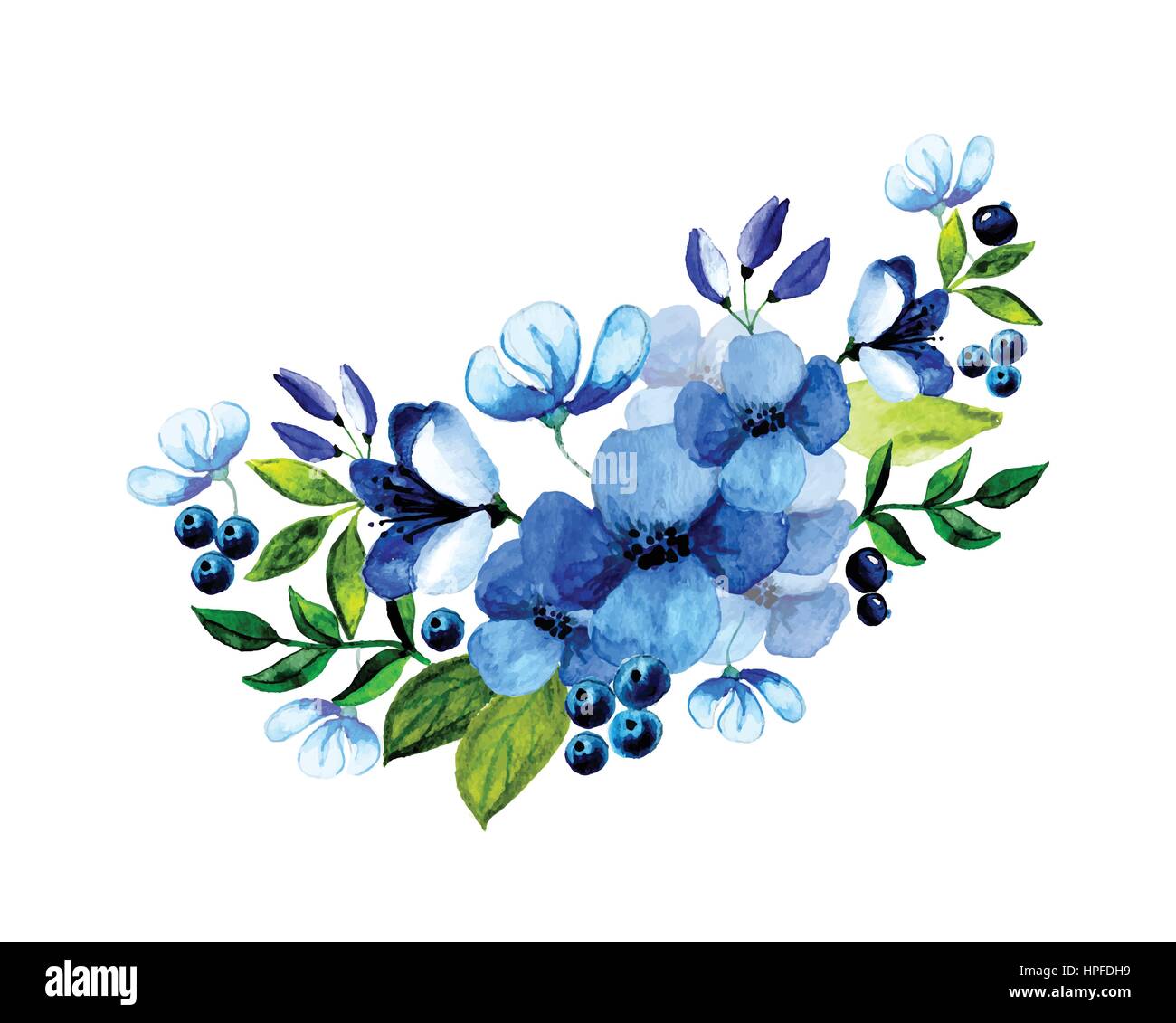 Hand painted watercolor vector floral bouquet Stock Vector Image & Art ...