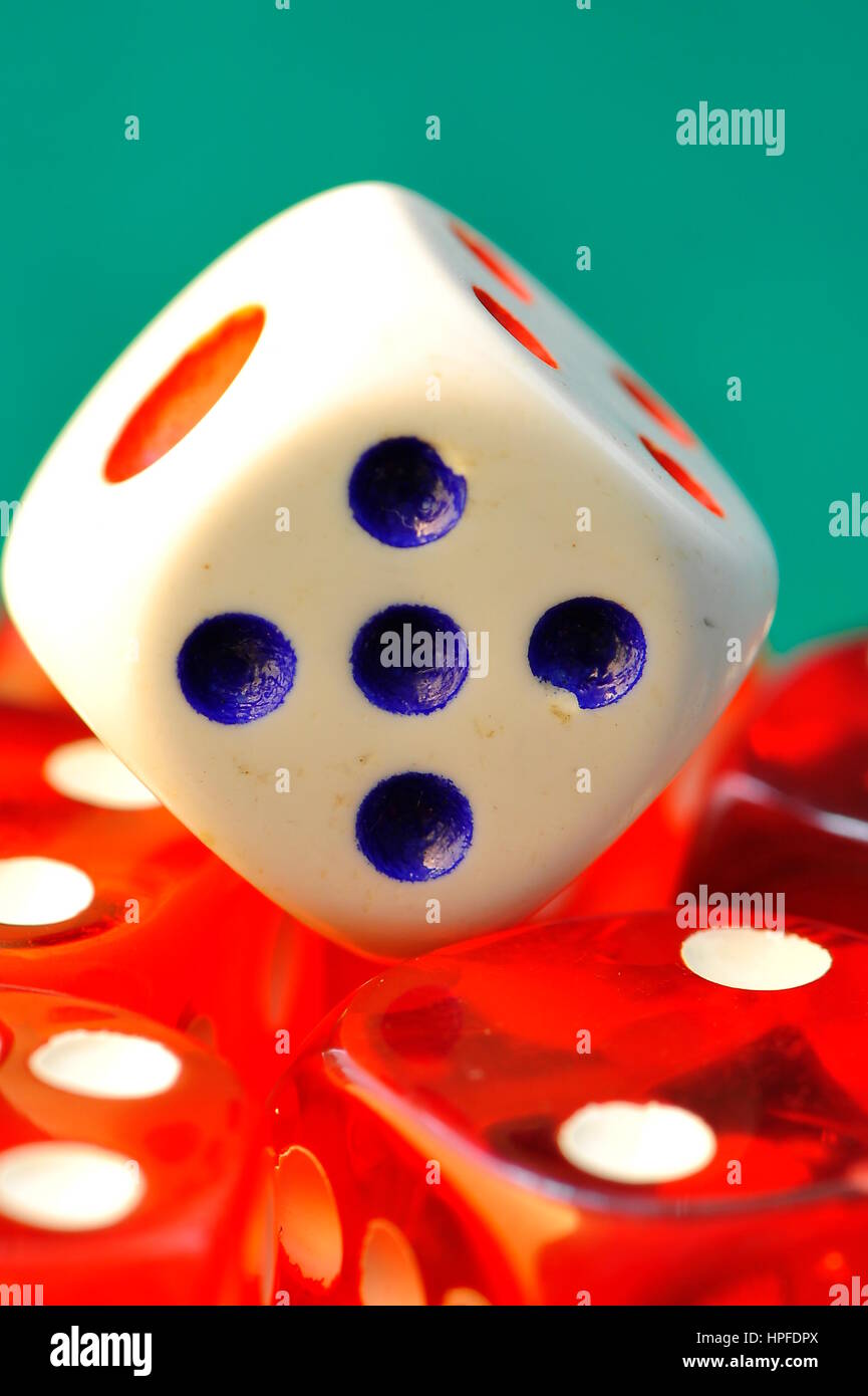 White and red dice close up Stock Photo - Alamy