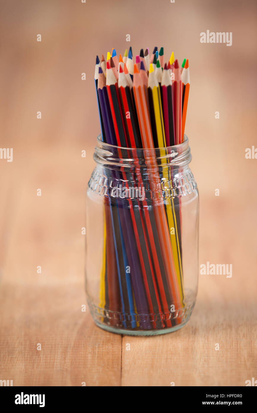 Glitter Colored Pencils in a Glass Jar Stock Image - Image of coloring,  glitter: 232047725