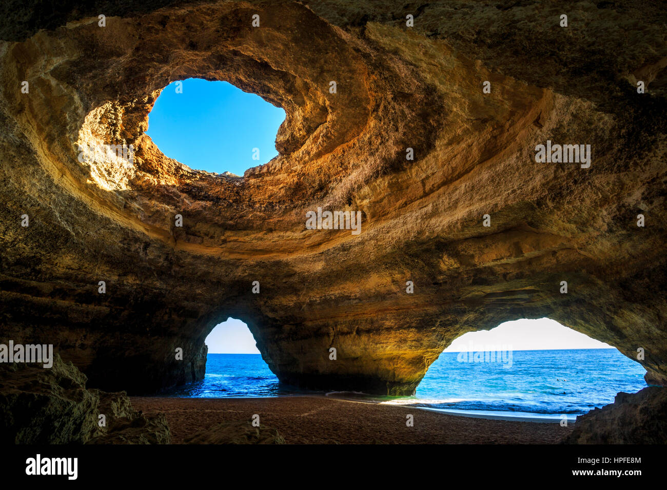 Natural cave at the Sea, Benagil, Algarve, Portugal Stock Photo