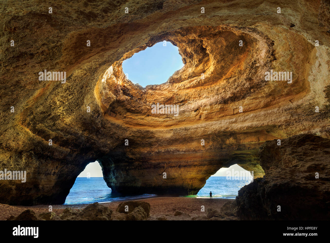 Natural cave at the Sea, Benagil, Algarve, Portugal Stock Photo