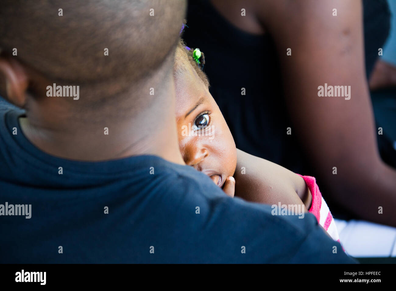 Man and his baby daughter, Victoria Falls, Zimbabwe Stock Photo
