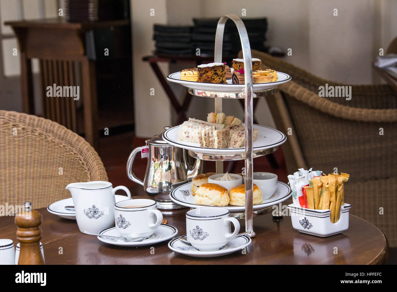 Tea Set or tea Service at the Victoria Falls Hotel, Victoria Falls