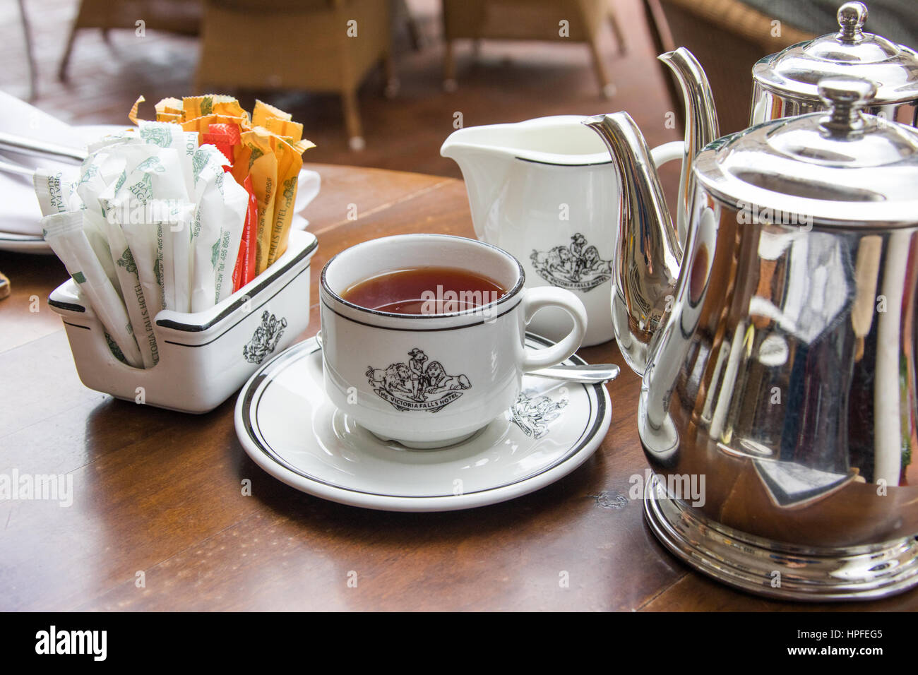 Tea Set or tea Service at the Victoria Falls Hotel, Victoria Falls