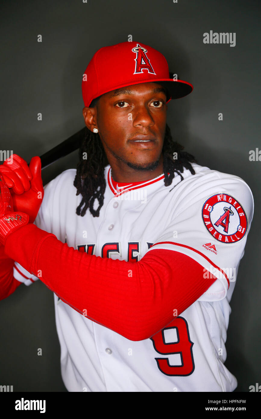 Tempe, AZ, USA. 21st Feb, 2017. TEMPE, AZ - FEB. 21, 2017 - Los Angeles Angels of Anaheim outfielder Cameron Maybin. Credit: K.C. Alfred/San Diego Union-Tribune/ZUMA Wire/Alamy Live News Stock Photo