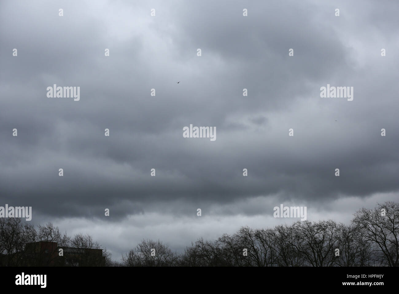 North London, UK. 22nd Feb, 2017. Dark clouds over North London as ...
