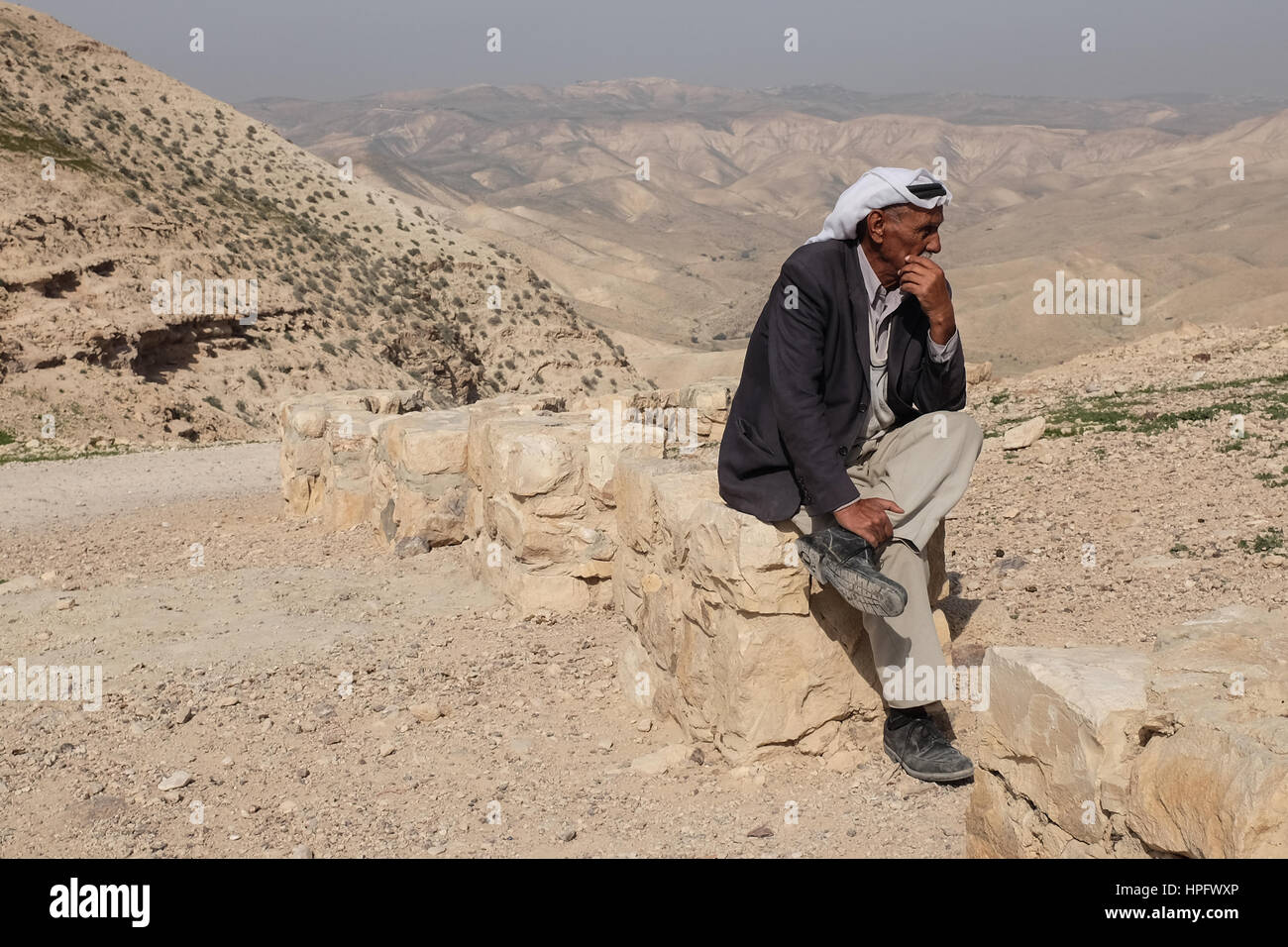 West Bank, Israel. 22nd February, 2017. A Bedouin man of the Jahalin