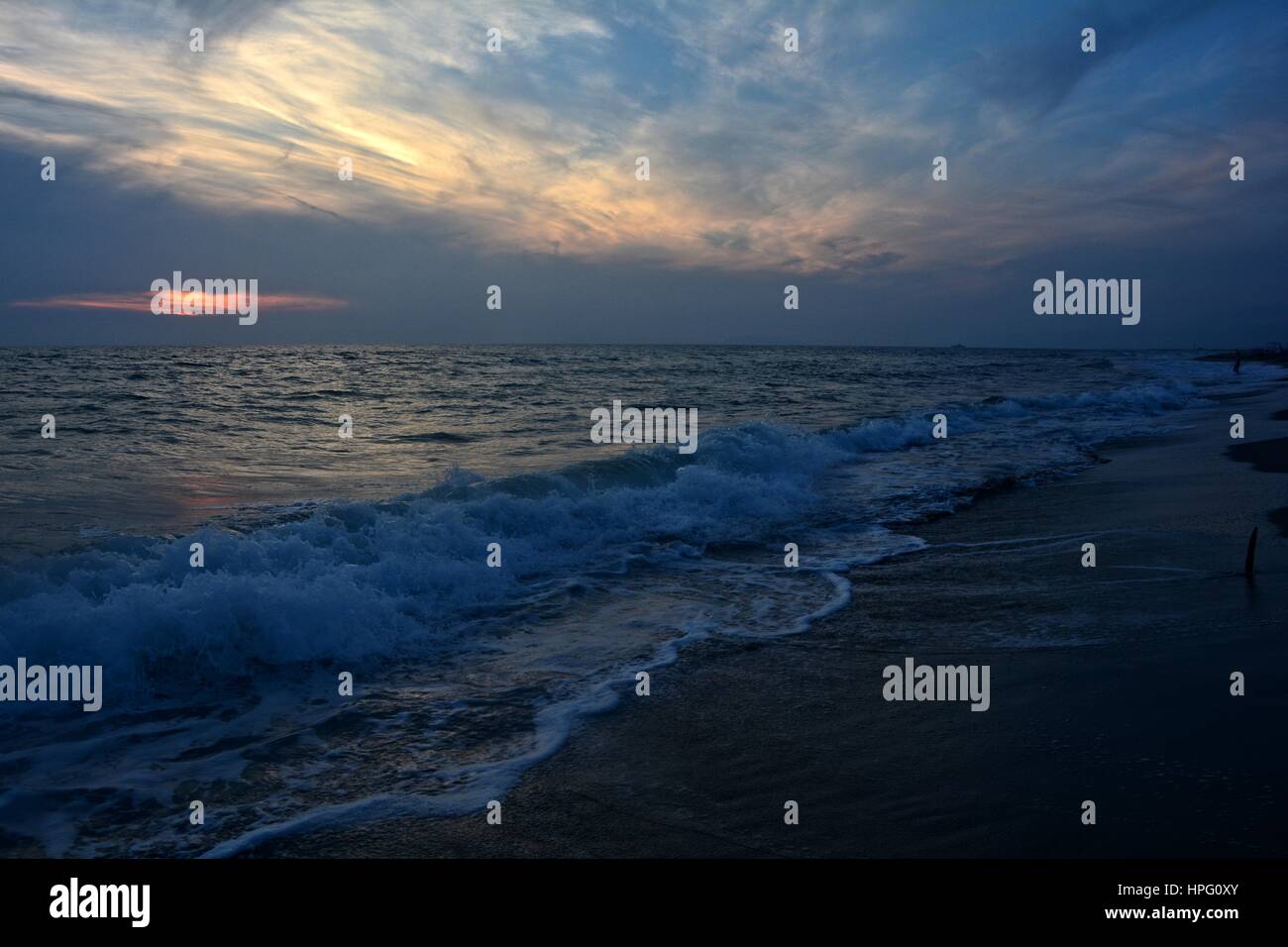 On the dark beach after the sundown Stock Photo Alamy