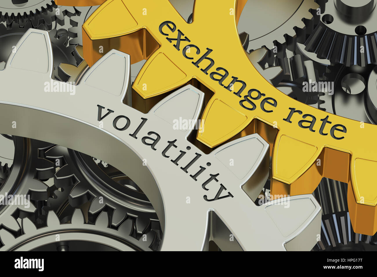 exchange rate volatility concept on the gearwheels, 3D rendering Stock  Photo - Alamy