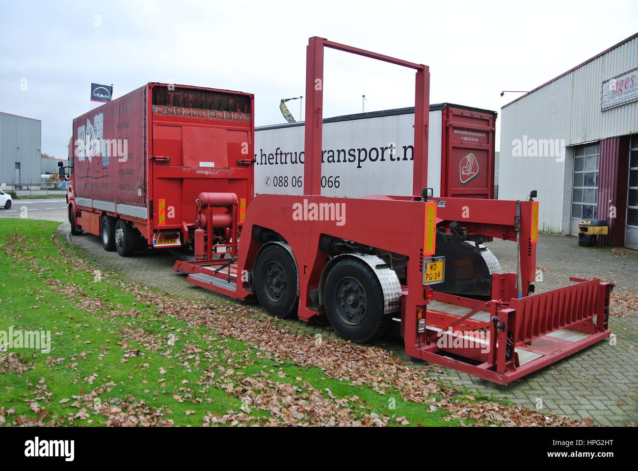 Scania R430 Lorry with large trailer parked up in Blerick, Netherlands ...