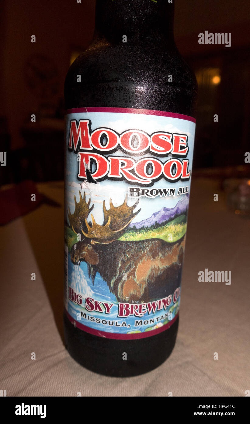 Bottle of Moose Drool craft brown ale beer from the Big Sky Brewing