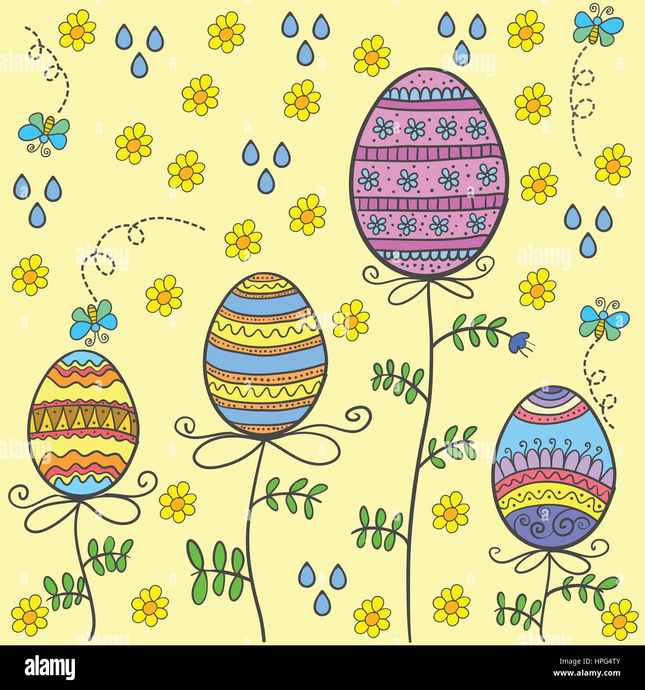 Doodle of easter egg on yellow background Stock Vector Image & Art Alamy