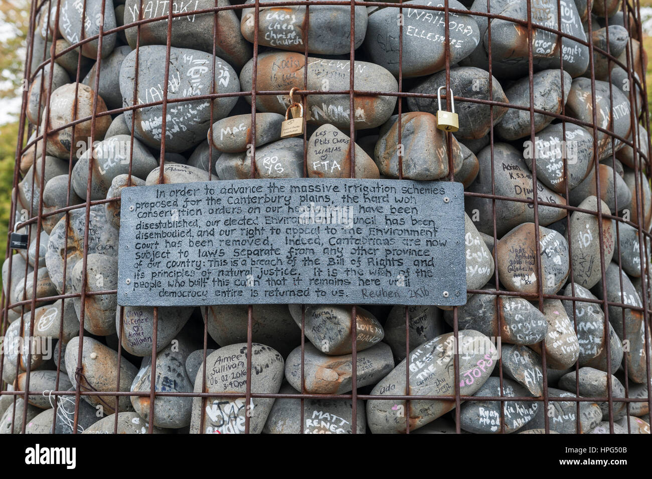 Christchurch, New Zealand February 2016 The stone cairn at the