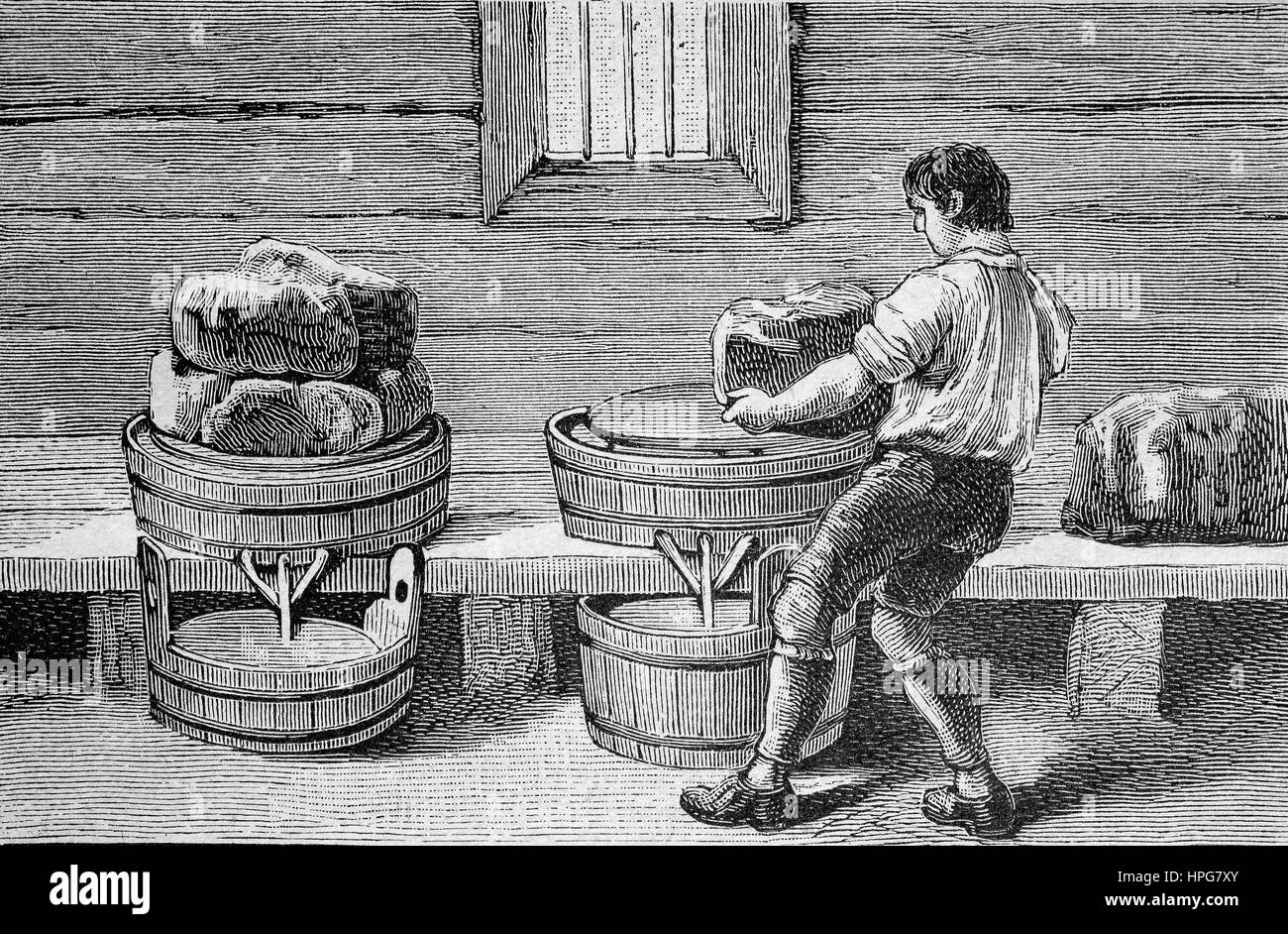 Old cheese making Black and White Stock Photos & Images Alamy