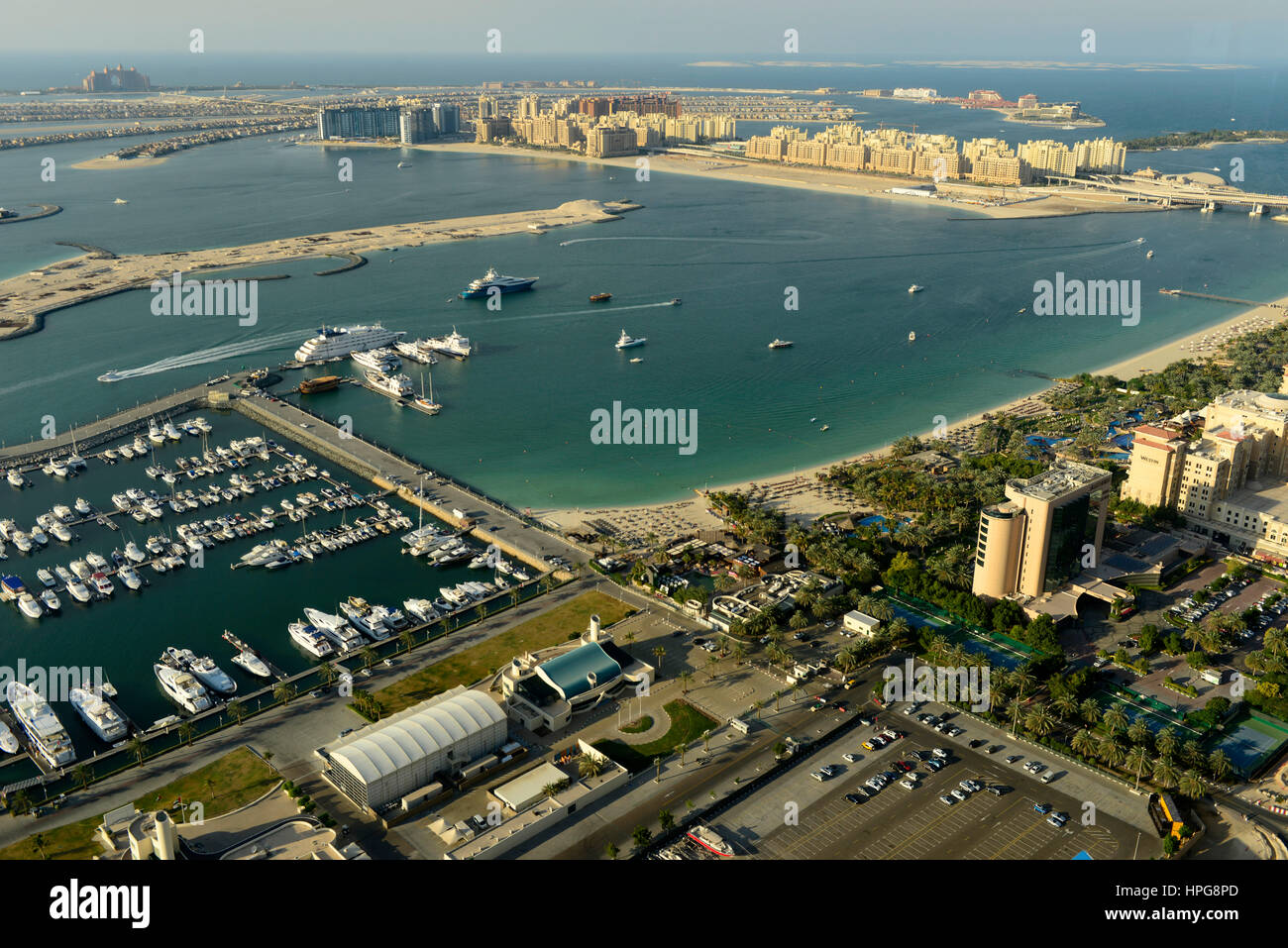 United Arab Emirates, Dubai, panorama of Palm Jumeirah artificial